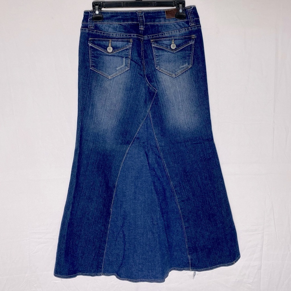 Vintage Y2K Upcycled Bluenotes Jeans Midi Skirt 6 Western Festival Stampede - Picture 11 of 12